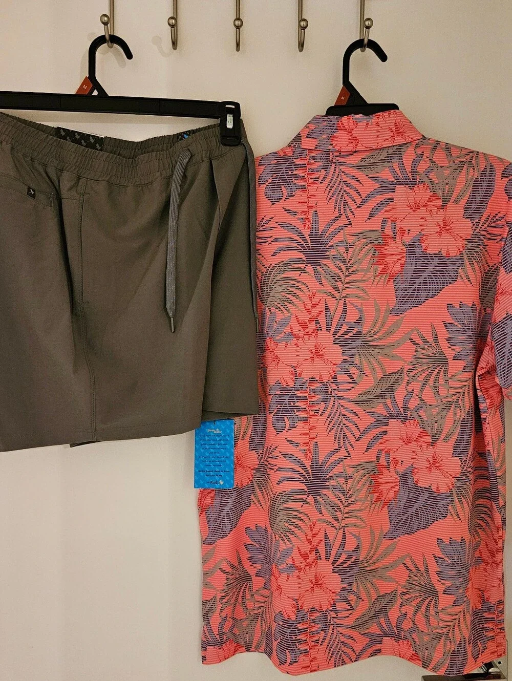 Birdie Bound NWT Golf Bundle, Size M - Dark Grey Short & Pink Floral Polo
